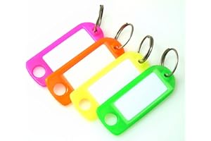 van den Heuvel Schlüsselanhänger neon | 10 Schlüsselanhänger Rohlinge zur Beschriftung | Schlüsselschild mit Ring zum Beschriften und Auswechseln | extra stabile Schlüssel Beschriftungsschilder