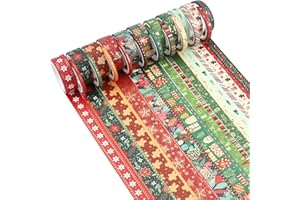 JODSEN 21 Rouleaux Ruban Washi de Noël,Washi Tape Rubans de Masquage Feuille d'or Décoratifs Ruban Adhésif Arbres de Noël Flocons de Neige pour Vacances Scrapbooking Artisanat Bricolage Emballage de Cadeaux