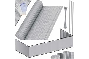 KESSER® Estera de Privacidad PVC Valla Protectora Balcón | Resistente a la Intemperie | 120 x 500 cm | Lamas reforzadas | Revestimiento del balcón Incluye Abrazaderas y Cubierta Gris Claro