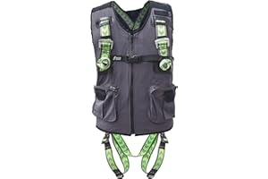 Kratos Safety Zweipunkt Auffanggurt mit fix integrierter Arbeitsweste, mehrere Taschen, PSA, EN361