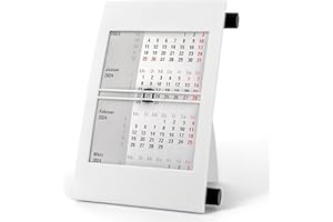 Truento 3-Monats-Tischkalender für 2 Jahre (2024 & 2025) - mit Drehmechanik - weiß/schwarz