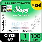 Sleepy Natural Double Soft Ultra Fırsat Paketi Bebek Bezi 1 Numara Newborn 100 Adet