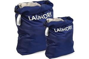 BAYIDUN 2 Pezzi Sacchi da Biancheria Grandi, Sacchetti Vestiti Viaggio Grandi, Sacchi Biancheria Sporca, Sacco Portaoggetti Impermeabili per Vestiti Casa, Bagno, Campeggio, Vacanze (60 x 45 cm, 55 x 35 cm)