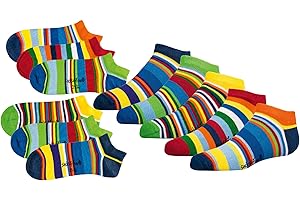 FUSSFREUNDE 6 Paar Kinder Sneakersocken, handgekettelt, mit Motiv Freche Bande, Gute Laune Ringel und Sunny für Mädchen und Jungen
