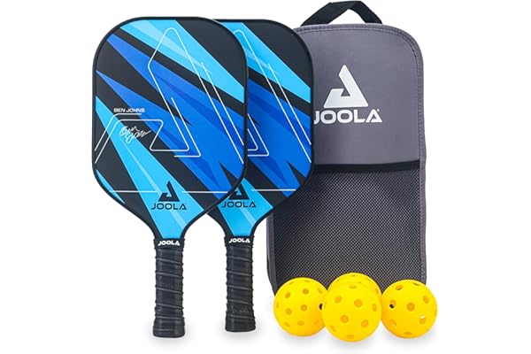 JOOLA Pickleball Set Blue Lightning Comprenant 2 Raquettes, 4 balles et Un Sac, idéal pour Les Joueurs Occasionnels, 7 pièces