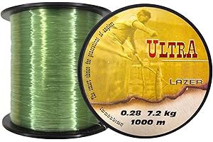 ‎LAZER LINE LAZER LINE Ultra Monofil Angelschnur 1000m Dia 0,28mm Test 7,2kg Grün Schnur - Karpfen Hecht Zander Angel - Spinner Angeln - Grundangeln - Monofilament Angelsehne - Nylonfaden Vorfach – Vorfachschnur