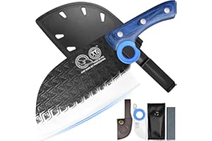 XYJ Autentico dal 1986, coltello da macellaio serbo con fodero, coltello da chef con verdure, manico in legno con fodero, per il campeggio all'aperto