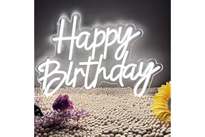 HFHUNGKEONG Happy Birthday Neonlicht Nachtlicht für Wandparty Dekor Kunst Wandleuchte dimmbares Leuchtreklame Happy Birthday für Geburtstagsfeier Bars Weihnachtsfeiern UBS Stromversorgung [Energieklasse G]