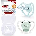 NUK Space Baby Dummy | 0-6 Months | Soothers with Extra Ventilation for Sensitive Skin for Sensitive Skin | BPA-Free Silicone | Frog | 2 Count