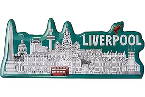 MUST HAVE SOUVENIRS British Union Jack London Sights City Fridge Magnet Manchester Birmingham Newcastle Liverpool (Liverpool Cityscape Long Epoxy)
