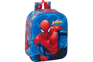 Safta SPIDERMAN 3D - Sac à dos de crèche 3D, adaptable au chariot, nettoyage facile, idéal pour les enfants de différents âges, confortable et polyvalent, qualité et résistance, 22 x 10 x 27 cm, bleu