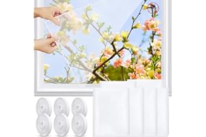 BGTLJKD 6 Stück Moskitonetze für Fenster, 130 x 150cm Fliegengitter für Fenster, Insektenschutz Fensternetz Fliegengitter mit 6 Klettband Selbstklebend, Schützen die Familie vor Insekten (Weiß)
