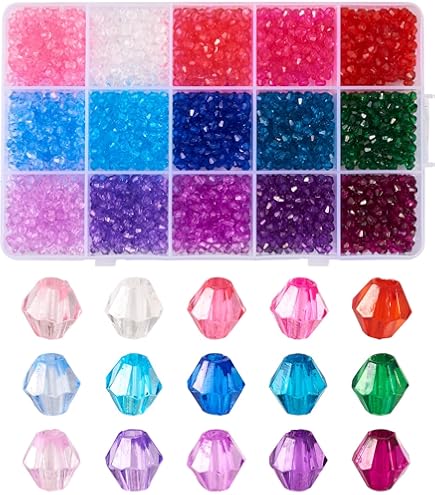 Bicone Beads Joblot Of 10 Strings (1000 Beads) 4mm White Clear AB