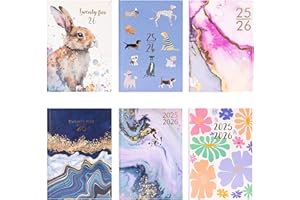 Evelay 2025 2026 Diary A5 Week to View Mid Year Academic Planner Hardback Diaries Journal Organiser with Ribbon for Student Teacher Personal Use (Purple Marble)