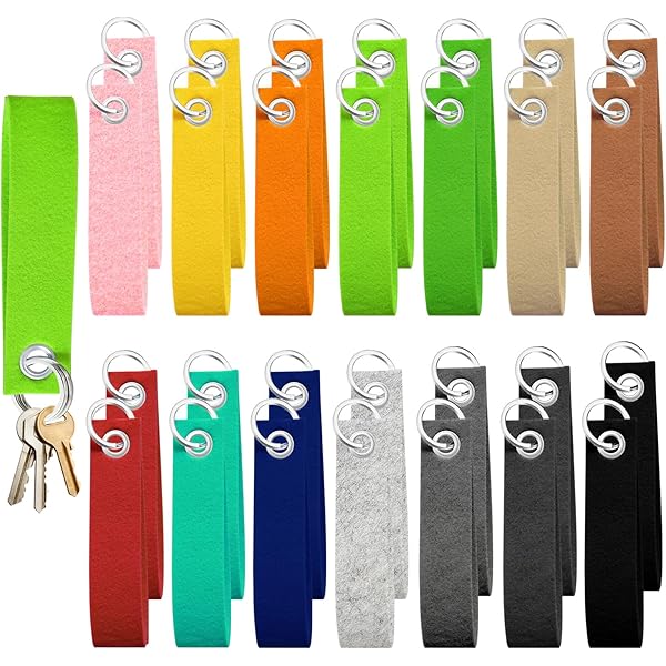 Lot De 20 Porte-clés En Feutre Avec Anneau En Acier Inoxydable - Parfait Pour Le Traçage - 13 X 3 Cm - Gris Foncé