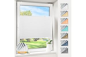 Magiea Plissee ohne Bohren verdunkelung, Thermo Plisseerollo Klemmfix, Weiß 100x120cm(BxH), Verdunklungsplissee 100% lichtundurchlässig, Faltrollo für Fenster, Sichtschutz Sonnenschutz