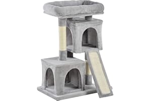 PawHut Cat Tree for Indoor Cats 83cm Cat Scratching Post Scratch Board Kitten Tower Climbing Frame Grey