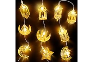 MUDDER 5,41 Feet Luces de Cadena de Estrellas Luna Decoraciones de Luces de Ramadán Eid Mubarak Luces de Decoración de Ramadán LED Linterna de Luces de Ramadán para Boda Hogar Jardín