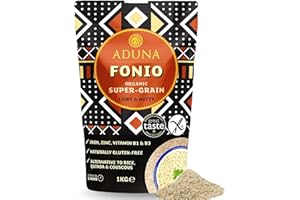 Aduna Organic Fonio Supergrain | Ancient African Wholegrain Rich in Iron, Zinc, B Vitamins & Fibre | Natural Gluten-Free Rice, Quinoa & Couscous Alternative | Porridge, Salads, Stir-Fries & More | 1kg