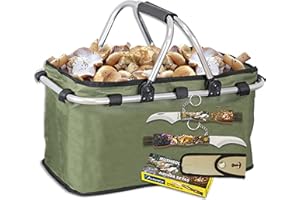 Tiendas LGP Albainox, Set Cesta Multiusos Plegable Especial para recolección de Setas y Frutas + Navaja Plegable Setera, Hoja de 7,2 cm.