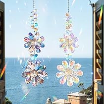 MerryNine Prisma Catturatore Di Sole In Cristallo K9 – Set Da 4 Pezzi Con Ciondoli Arcobaleno Per Finestra E Giardino