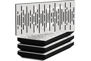 UA ACOUSTICS Lot de 4 panneaux acoustiques horizontals étroits absorbants | 25x50cm | Absorption - Diffusion - Réflexion - Insonorisation | Modèle-Epaisseur-Couleur : [WAVE-H - 53 mm | Plastique blanc brillant]