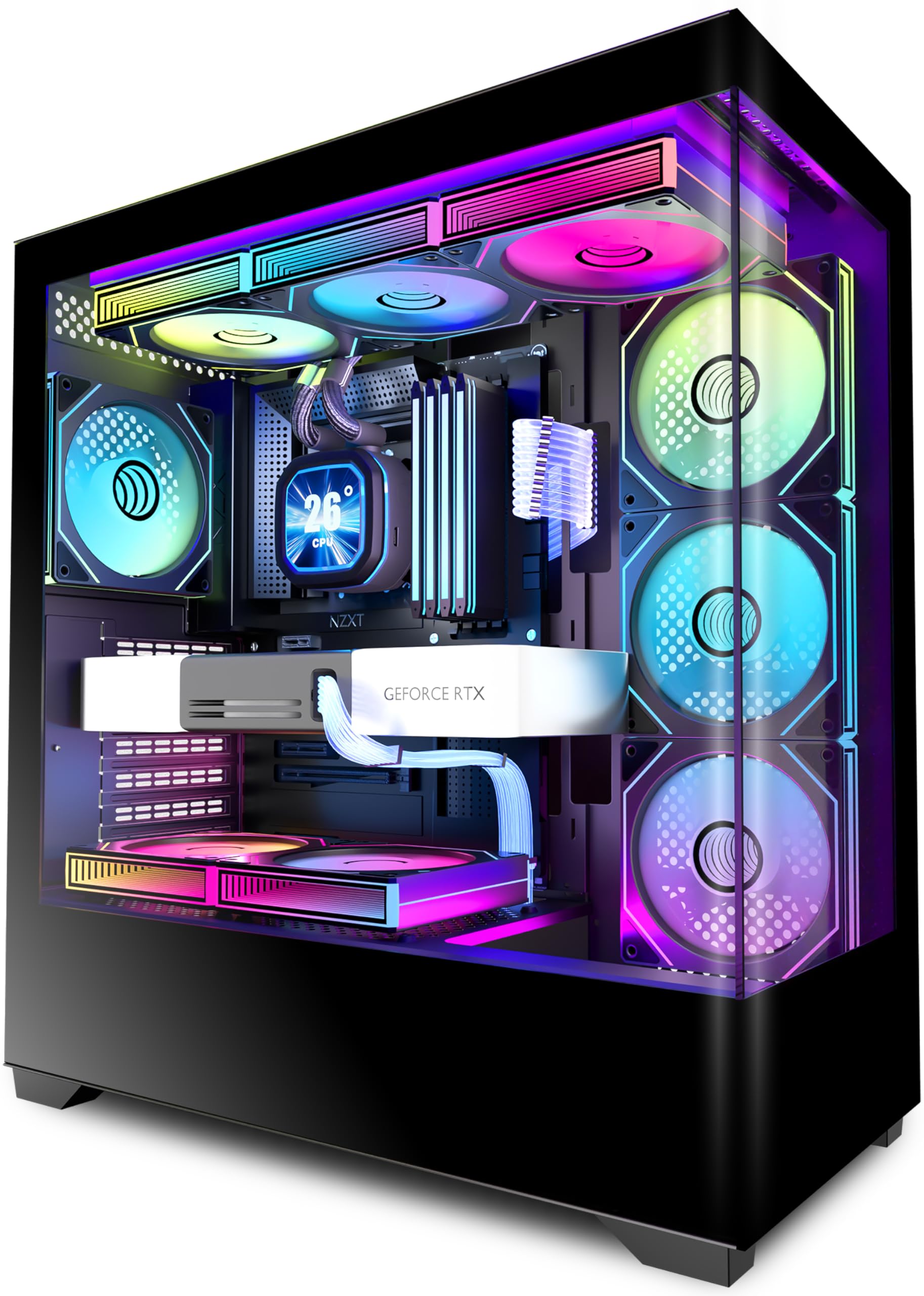 PCZZOI ARGB Panoramic Mid-Tower PC Case