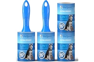 PetLovers Lot de 4 Rouleaux Anti-Peluches Extra Collants pour l'épilation des Animaux de Compagnie pour enlever Les Peluches de Chiens et de Chats (2 Rouleaux- 2 recharges)