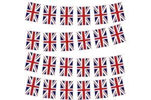 YAAVAAW 10m Flaggenkette Girlande mit 30 Englisch Flagge,OLY Flagge UK Englisch Fahnenkette Wimpelkette für EM Deko,Englisch Fanartikel Britisch Fahne für Olye Deko 2024,Euro Fußball Party Deko