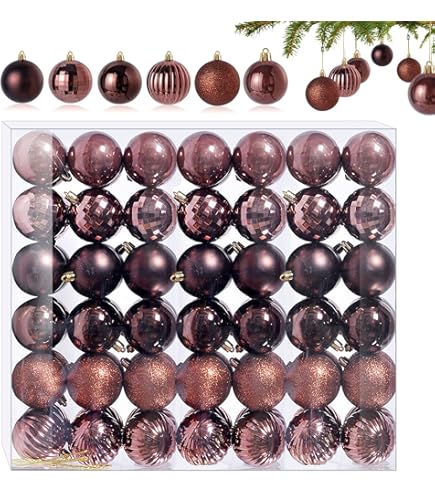 Kaemingk Kerstballen, kunststof, 10 cm x 4 stuks, onbreekbaar, espressobruin, chocoladebruin, kastanjebruin, koperbruin, kaneel