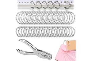 Kigniote anneaux de reliure Lot de 100 Métalliques Articulés de Reliure Anneau de Rideau Anneaux Articulés Disponible en Diamètres 20mm et 25mm, pour Feuilles Volantes, Scrapbooking, avec Perforation