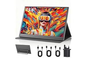 Xyvolve Monitor Portable 15.6 Inch FHD 1080P IPS Anti-Glare USB-C HDMI, sRGB100% 60Hz Display Screen, Dusl Speakers for Laptop PC Mac Phone PS5/4 Xbox