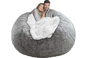 LapEasy Bean Bag Chair Cover(No Filler),Giant Round Soft Fluffy PV Velvet Washable Lazy Sofa Bed Cover, Living Room Bedroom Furniture Cover