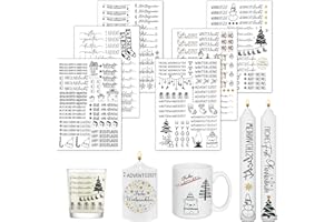AOIUENOK 6 Stück Kerzen Tattoo Weihnachten，Kerzen Tattoofolie，Weihnachts Kerzentattoos，Kerzen Sticker，Wasserschiebefolie Stabkerzen，Sprüche zum Verschenken，für Kerzen/Keramik，DIY Geschenk (A)