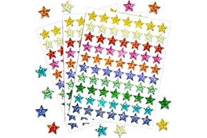 Gicare 2100 Pièces 10 Couleurs Gommettes Étoiles Autocollants Brillantes 15mm Stickers Étoiles Autocollants Pailleté, Pastilles Autocollantes pour Récompense Enseignant Étudiants Calendrier DIY