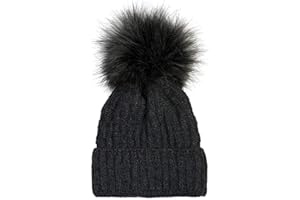 styleBREAKER Gorro Unisex de Punto con pompón con Motivo Trenzado y Forro Polar térmico, Gorro de Invierno con pompón de Pelo, Pelo Artificial, Hecho en Polonia 04024171