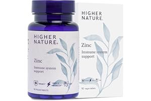 Higher Nature - Zinc - Immune System, Cognitive Function & Fertility Support - Gluten Free - Vegetarian & Vegan - 90 Tablets