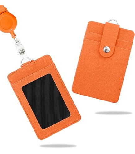 Portabadge Verticale In Pelle - 2 Pezzi Con Cordino, Per Ufficio, Scuola, Patente (Rosso) - Foto 2