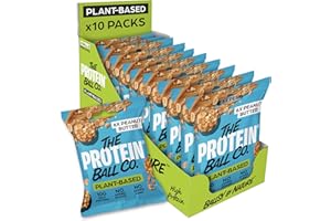 THE PROTEIN BALL CO. The Protein Ball Co Peanut Butter Plant Protein Balls - Vegan Snack, Healthy Snacks, Gluten-Free, No Added Sugar - On-the-Go Energy Balls, Box of 10 bags
