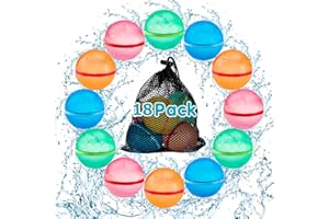 MACABAKA Globos de Agua Reutilizables 18 Piezas, Juegos Agua Recargables Autosellante de Llenado Rápido para Niños y Adultos, Actividades Al aire Libre, Peleas Acuáticas, Fiesta de Verano, Juguetes de Playa