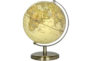 Exerz 14cm Globe Carte en Français- Mini Globe Terrestre Antique Couleur Vintage - Support en Métal Couleur Bronze