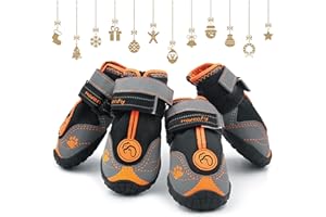 HAVENFLY 4 PCS Bottes de Protection pour Chien,Chaussures pour Chien Imperméables avec Sangles Réglables,Semelle Antidérapante Réfléchissante et Robuste,Conçu pour Les Chiens Moyens et Grands (A, 3) (4PCS, 4)