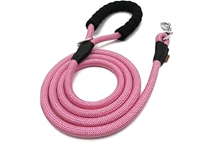 Aiminto Dog Leash, Braided Rope Traction – Walking Training Lead for Medium/Large Dogs ((1/2") - 6FT, Pink)