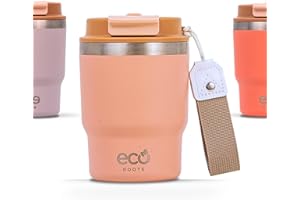 ECOROOTS Evergreen - Vaso Térmico 360 ml | Termo de Café sin BPA y Antifugas | Taza Térmica Café para Llevar Acero Inox. | Ideal para Oficina, Yoga, Gym y Bebidas Frías o Calientes (ROSA QUARTZ)