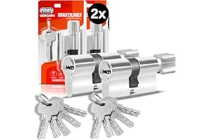 GERCAR Knaufzylinder Gleichschließend 2 Stück Schließzylinder Profilzylinder 45/45 Türschloss - inkl. 10 Schlüssel - Zylinderschloss mit Knauf - Länge: 90mm, A:45 B:45-2er Set