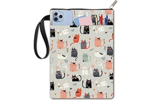 CRASPIRE Copertine per Libri con Gatti dei Cartoni Animati Custodia Protettiva per Libri con Animali per Libri Tascabili Quaderni con Copertina Rigida Copertina in Tessuto Lavabile con Cerniera