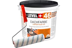 LEVEL PLUS takfärg 20 kg stengrå, basfärg, takfärg, taksanering, flexibel polymermembran väderbeständig färgrulle 25 cm mikrofiber med bygelset RM46