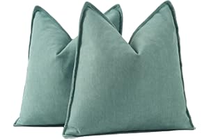 Madizz Juego de 2 Suave Felpilla Chenilla Texturizado Decorativo Funda de cojíns Lujo Estilo Fundas de Almohada para el sofá Dormitorio Azul grisáceo Cuadrado 50 x 50 cm