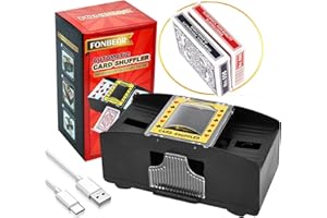 FONBEAR Mélangeur automatique de cartes 2/6 jeux (cartes à jouer incluses) – Mélangeur électrique à piles robuste – Idéal pour les casino, la maison et les tournois pour UNO, Blackjack, Texas Hold'em,