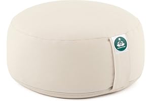 Present Mind - Cuscino Rotondo da Meditazione, Lavabile, con Imbottitura in Grano saraceno, Altezza di Seduta di 16 cm